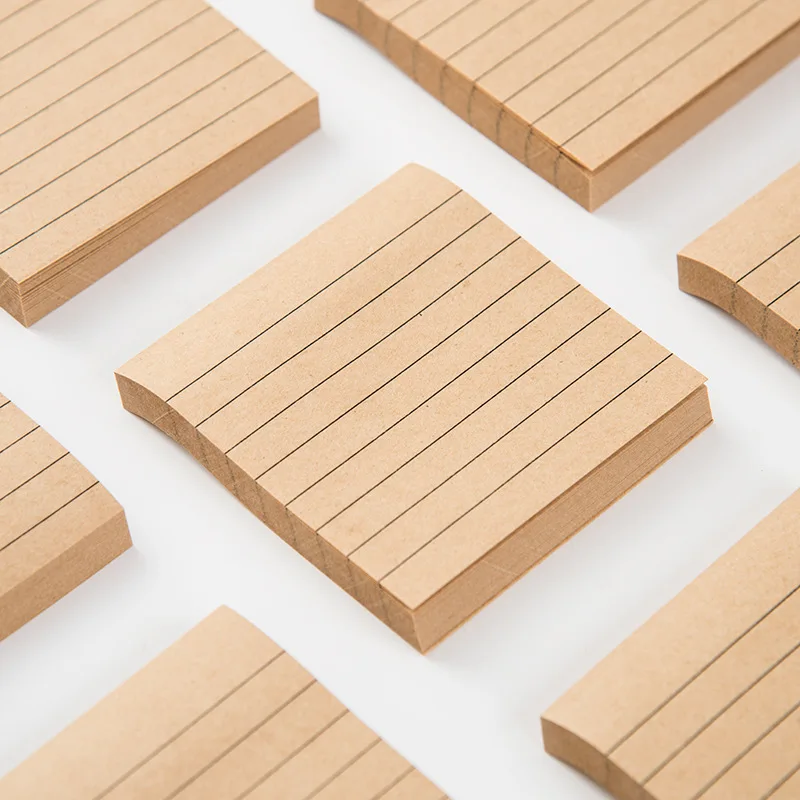 Classic Style Kraft Paper Notepad Lines Memo Pad Square Size Sticky Notes School and Office