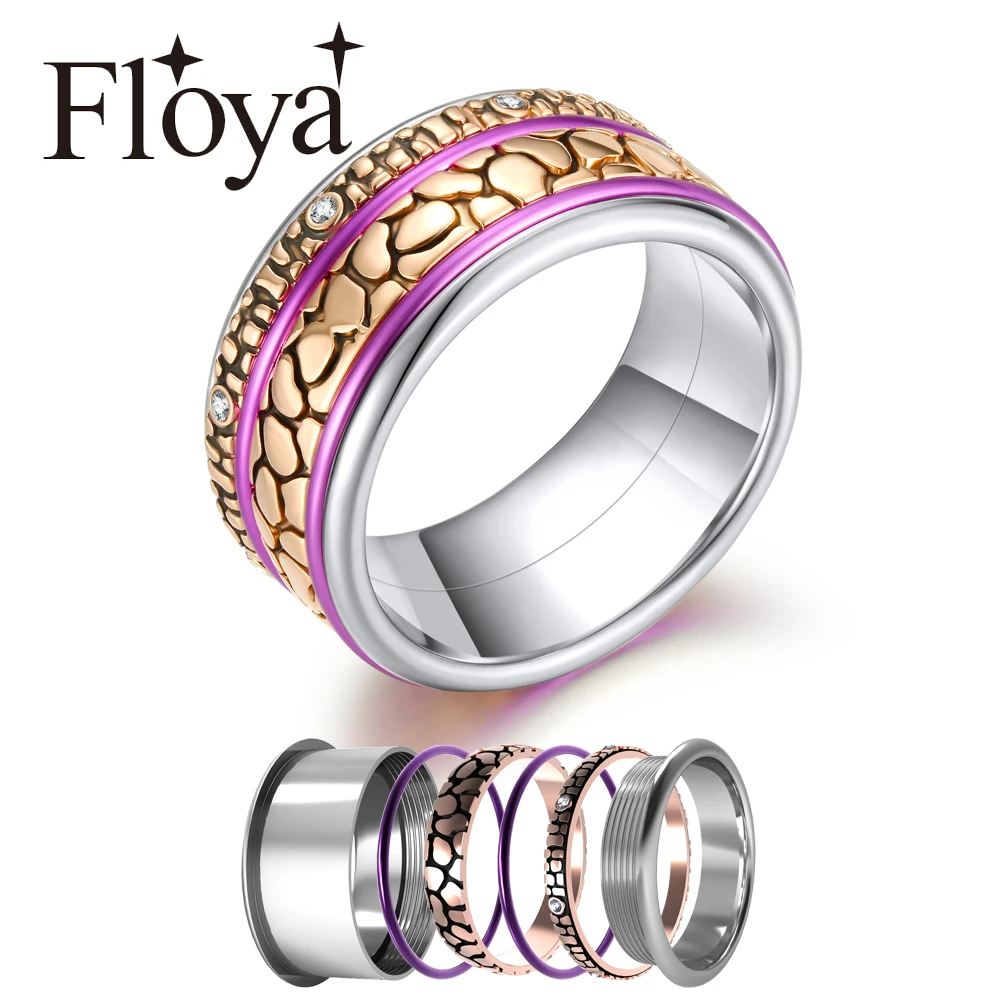 

Floya Leopard Stackable Ring for Women Unique Rotatable Stainless Steel Malti The Arctic Symphony Rings Set Collection Jewelry