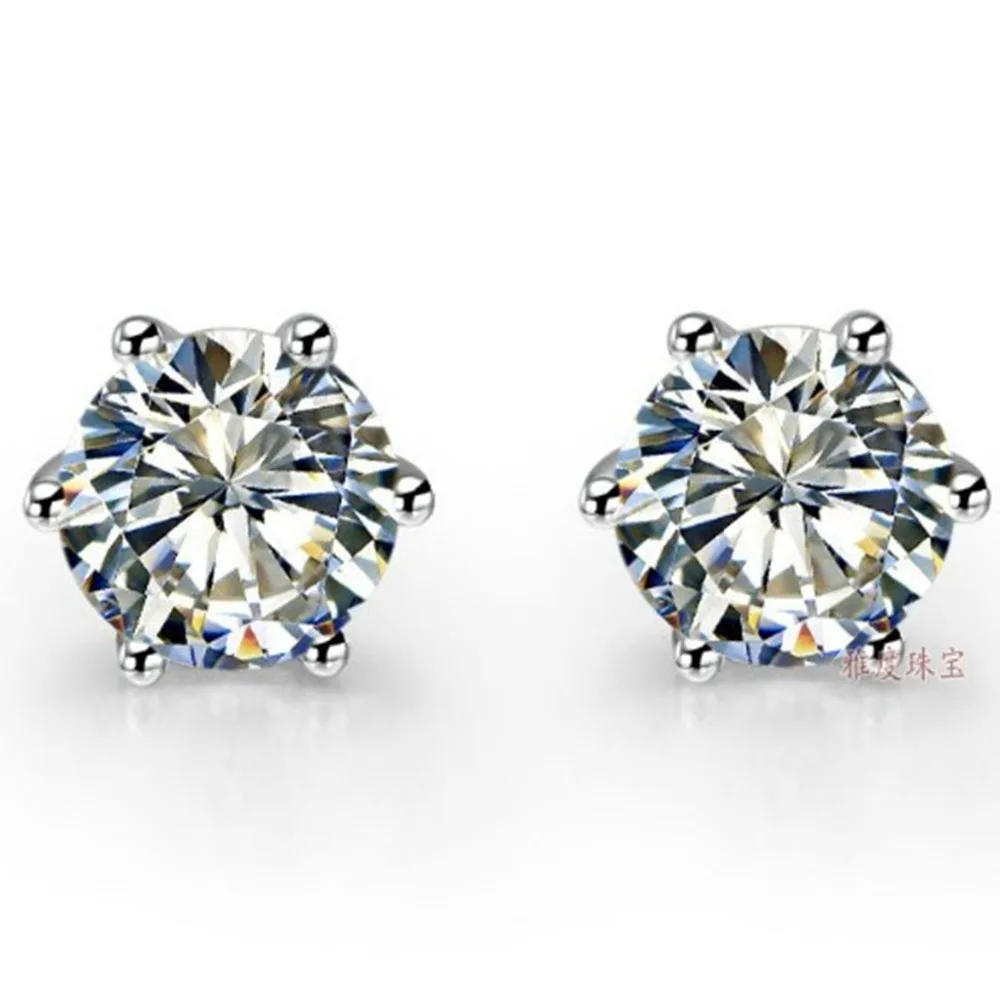 2ct Piece Classic 6 Prongs Earrings Gold Lovely Diamond Stud