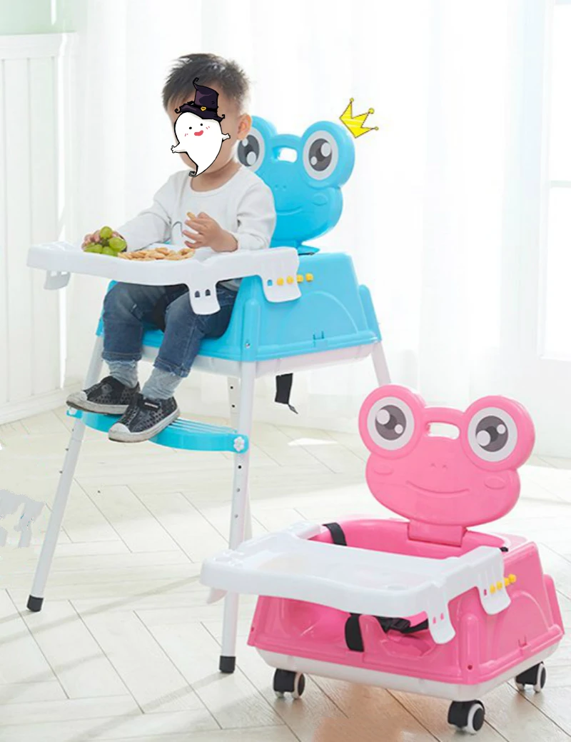 

Baby Dining Chair Child Dinner Table Chair Multifunctional Portable Folding Feeding Seats Chair Adjust Height With Wheels