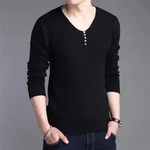 Свитер мужской поступление Повседневный пуловер Мужской Осень v-образный вырез качество вязаный бренд мужские свитера M-XXL