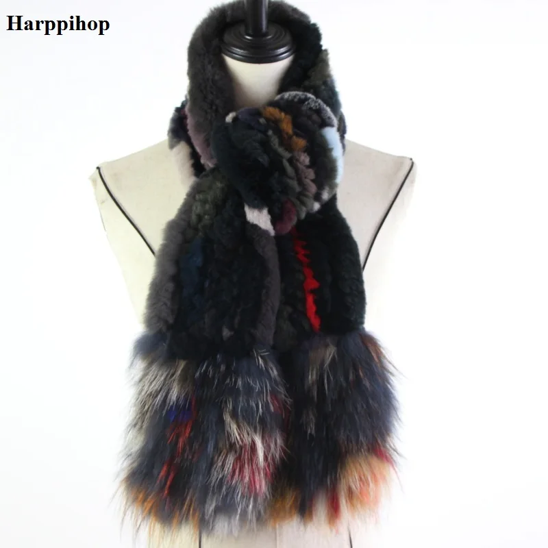 

Brand Real Rex Rabbit Fur Scarf Collar Knit Infinite Scarves Women type Fur Scarf Women Real Rabbit Fur fox fur Shawl H826-03