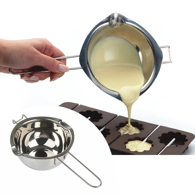 Stainless Steel Melting Pot Butter Caramel Chocolate Melting Pan with Long Handle Kitchen Heating Pot Bowl Baking Tools Bakeware