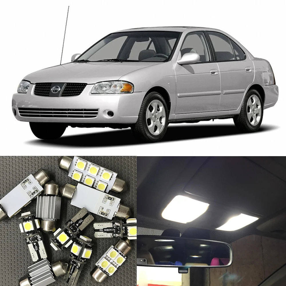 

9pcs Auto Car LED Light Bulbs Interior Kit For 2004 2005 2006 Nissan Sentra 6000K White Map Dome Trunk License Plate light