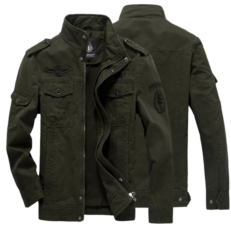 جديد 2018 رجل الأخضر الكاكي الألوان العسكرية سترة الشتاء البضائع زائد حجم M-XXXL الأزياء 6XL عارضة رجل جاكيتات الجيش الملابس العلامة التجارية