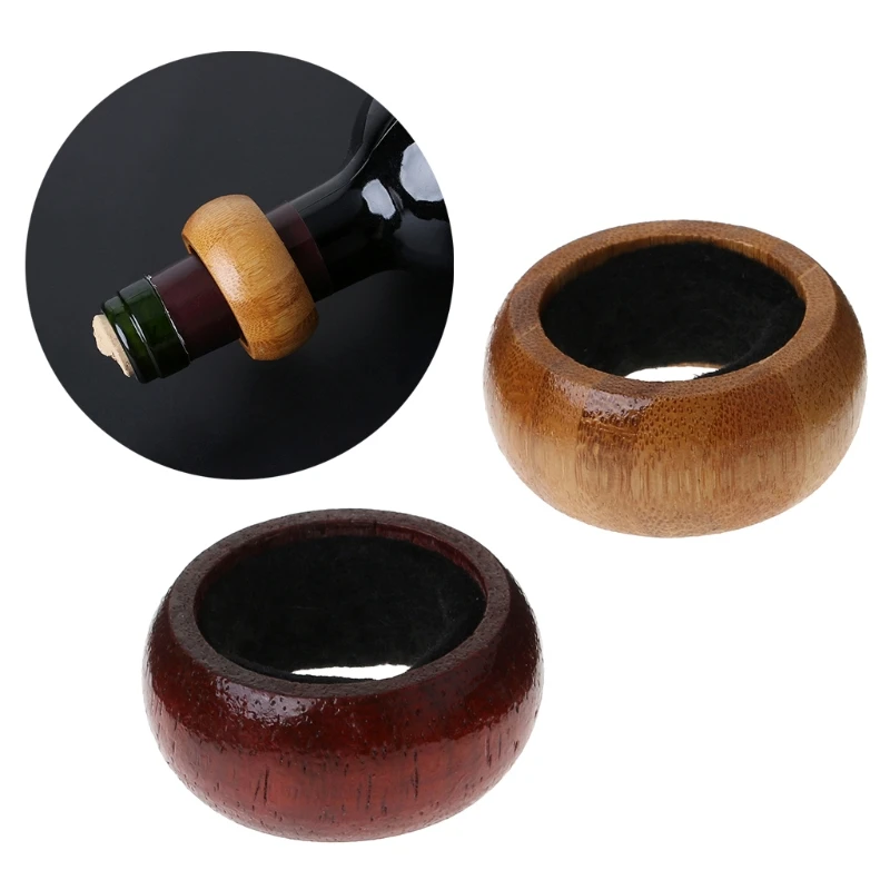 

VFGTERTE 1PC Wine Ring Bottle Liquid Pour Anti-drop Protector 2 Colors Rosewood Bottle Drop Stopper Kitchen Bar Tools