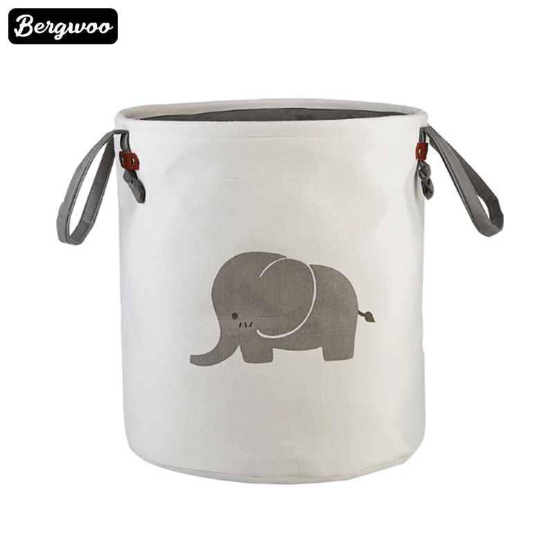 

Foldable Cotton Laundry Basket Cylinder Drum Dirty Organizer Bag Large Kids Toys Collecting Bin