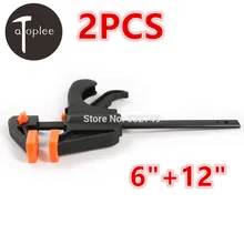 Hot 2PCS 6″ And 12″ Quick Ratchet Release Speed Squeeze Wood Working Work Bar Clamp Clip Kit Spreader Gadget Tool DIY Hand