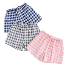 Для влюбленных, для сна, низ марля хлопок пара Пижамные шорты плед японский Стиль Для мужчин и Для женщин Удобная Свободная Домашняя одежда; повседневная одежда