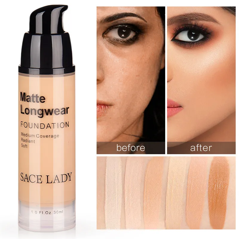 

Matte Face Foundation Long Wear Foundation Liquid Face Makeup Coverage Foundation Naturally Oil-controlling Lightfeel Cream