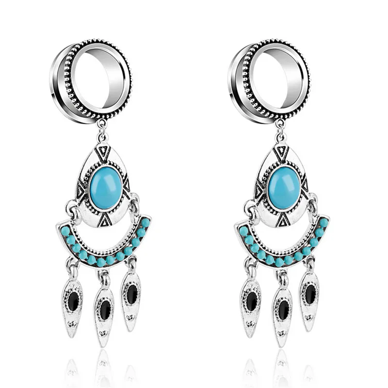 

Retro Waterdrop Dangle Flesh Tunnel Plug Gauge Rhinestone Ear Stretcher Expander Earrings Body Piercing Helix Fashion Jewelry