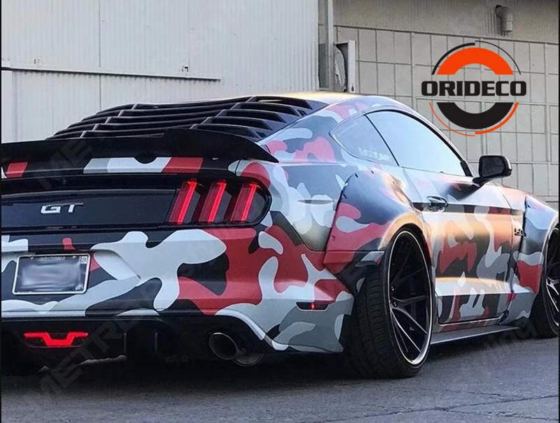New Arrival red black white camo vinyl wraps 11