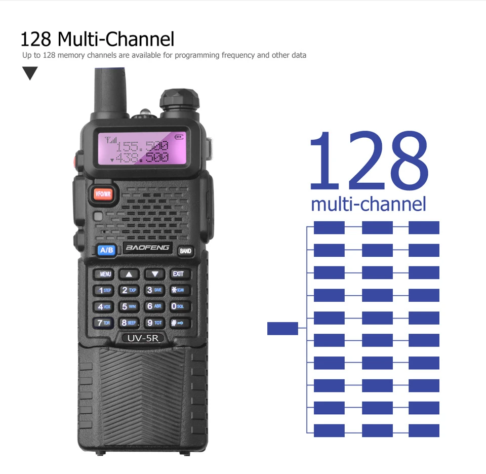 2 шт. Baofeng UV-5R 3800 мАч Long Range Walkie Talkie 10 км Dual Band УВЧ и УКВ UV5R Ham КВ трансивер Портативный УФ 5R радиостанции