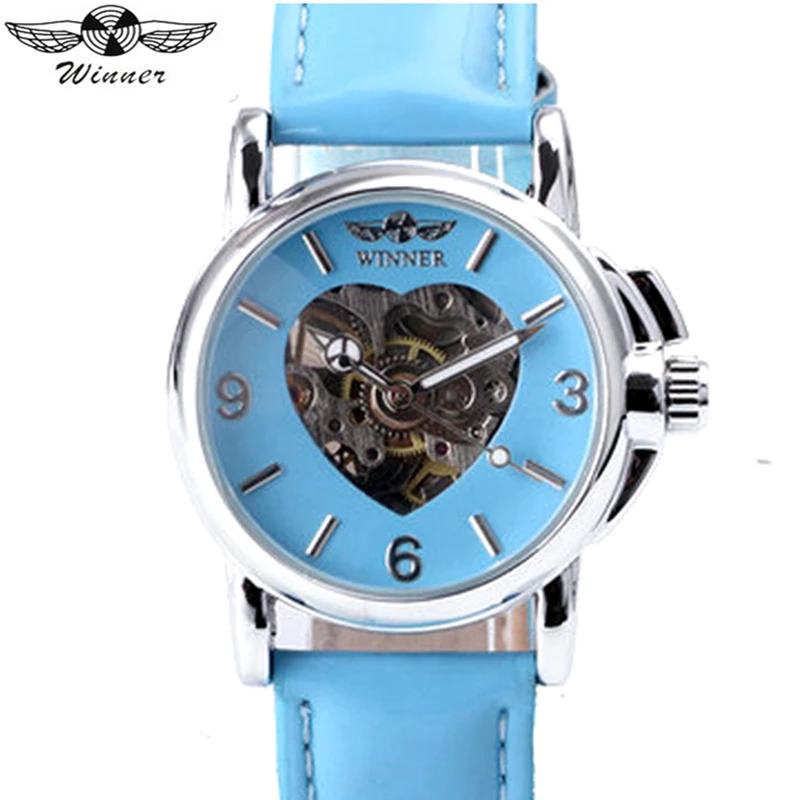

WINNER Brand Fashion Elegant Ladies Automatic Self-wind Mechanical Watch Heart Shape Skeleton Dial Women Clock