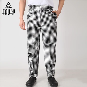 

Wholesale Grid Men Food Service Restaurant Kitchen Catering Bakery Cafe Canteen Work Wear Pants Waiter Business Suit Trousers