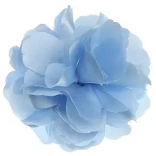 Women Girls Satin Peony Flower Hair Clip Brooch — Light Blue