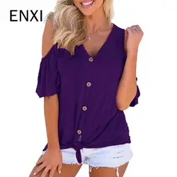 ENXI 2019 Одежда для беременных топы с v-образным вырезом и оборками и короткими рукавами