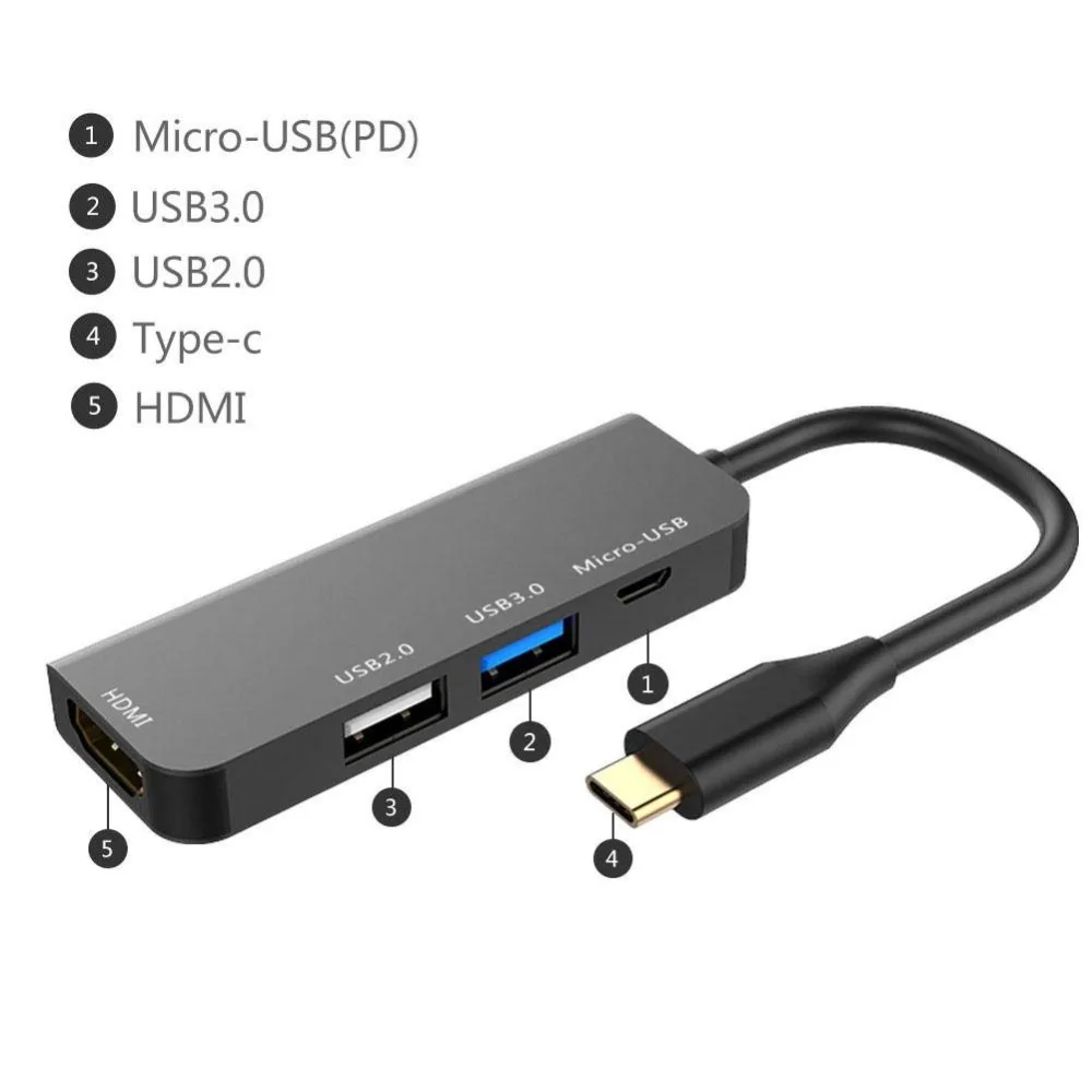 Для MacBook Pro samsung Galaxy S8 huawei P20 Pro USB C концентратор type C до 4 K HDMI концентратор USB 3,0 USB2.0 адаптер Micro usb зарядный порт