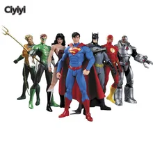 7pcs/lot Justice League of America Hero Display Toy Super Man Bat Man Woder Woman The Flash Green Lantern Collection Model Jouet justice league of america volume 1 world s most dangerous tp