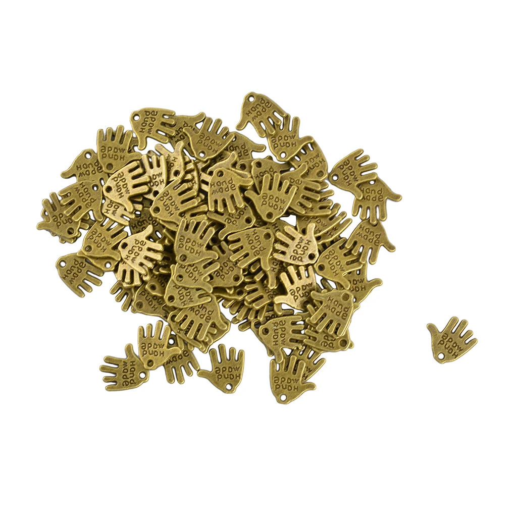 50 Pieces Hand Made Label Hand Finger Shaped Charms Pendant DIY Jewelry Findings 