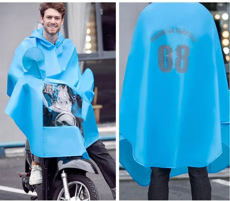99.2018 new design Cheap to carry Hood Big hat Reflective Strip waterproof Rain Capes Plastic Bicycle Motorcycle Rain Poncho