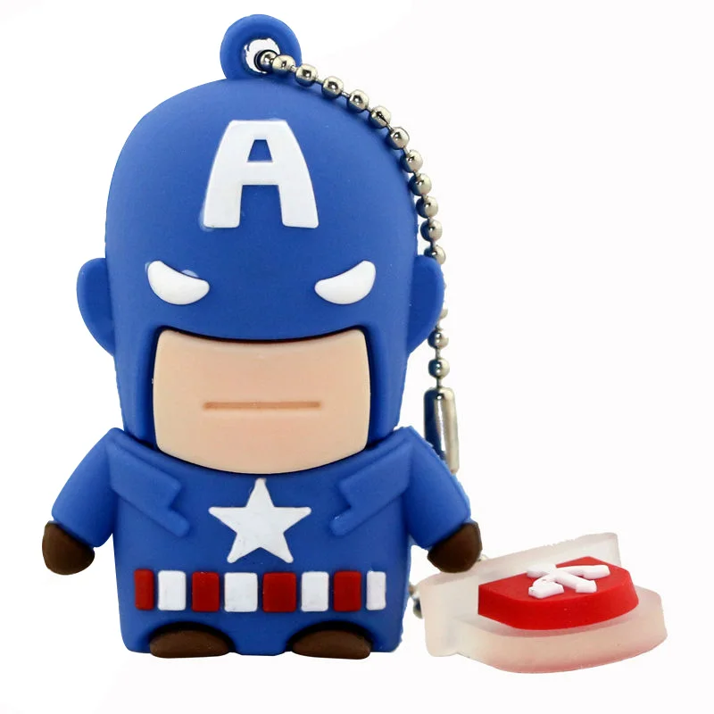 USB флеш-накопитель с героями мультфильмов «супер герой», 8 ГБ, 16 ГБ, 32 ГБ, 64 ГБ, «Железный человек», флеш-память «Бэтмен», флеш-накопитель «Капитан Америка», 128 ГБ, флеш-накопитель - Цвет: Captain America