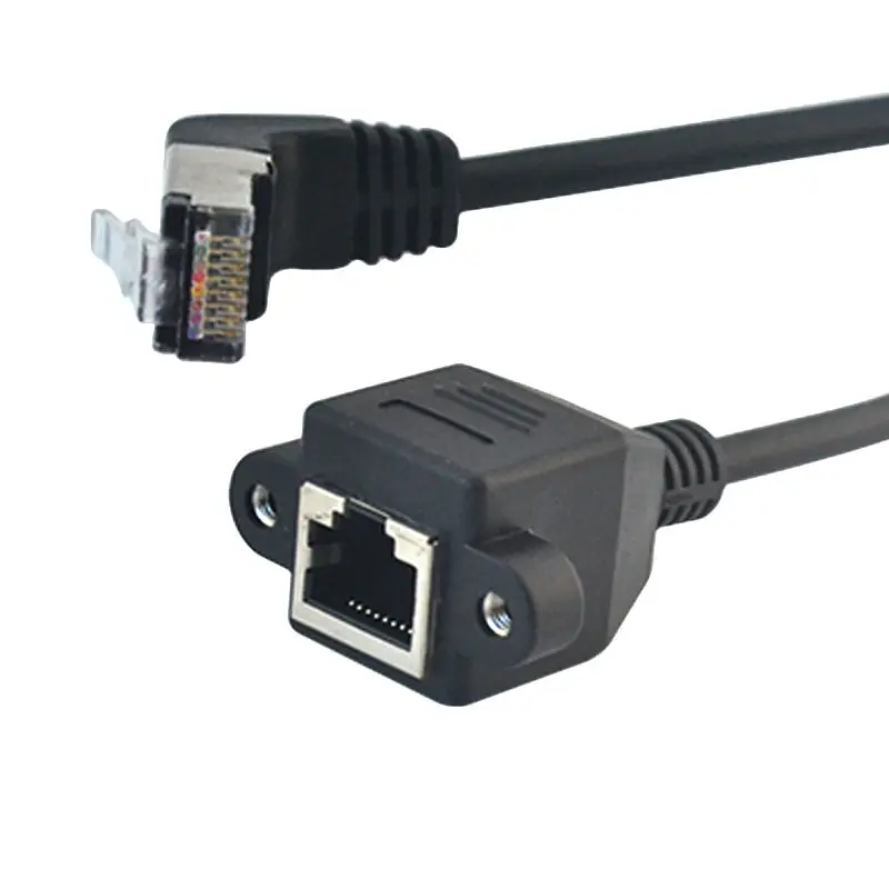 Danspeed RJ45 мужского и женского пола 90 градусов вверх сбитый угол шнур Вилки Ethernet LAN