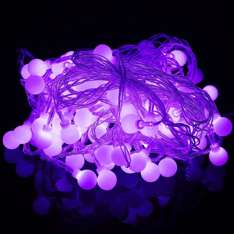 Smuxi 10 м 100 светодиодный светильник-гирлянда разноцветные вечерние Свадебные Рождественские садовые Уличные светильники 220 в EU Plug - Emitting Color: Purple