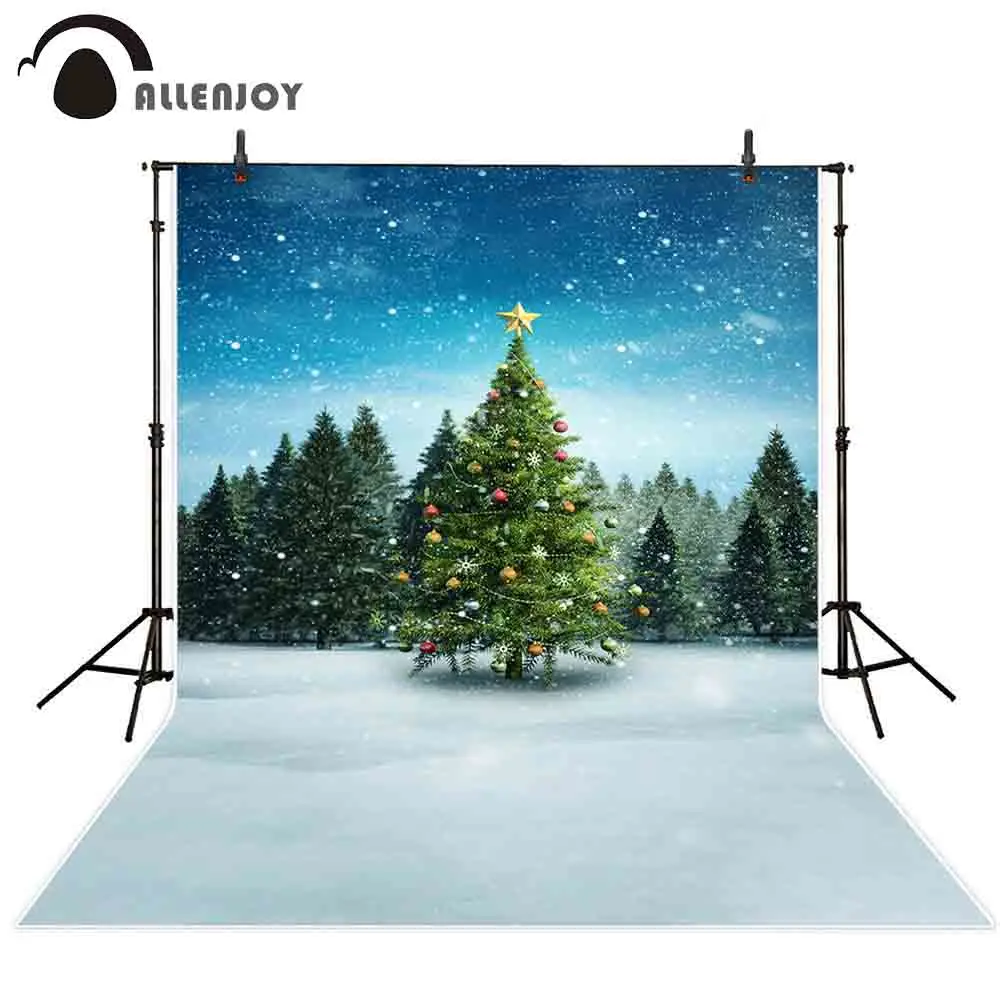 

Allenjoy photography background winter Christmas tree snow forest backdrop for photo photophone photocall decoration shoot props