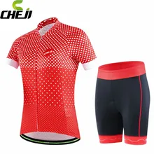 CHEJI Bike Ropa Ciclismo Women Riding Cycling Jerseys Short Sleeve Tops T shirt Shorts Bicycle Clothing