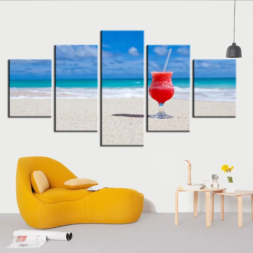 Wall Art HD принты современный плакат 5 комплектов в наборе летние пляжные песочные