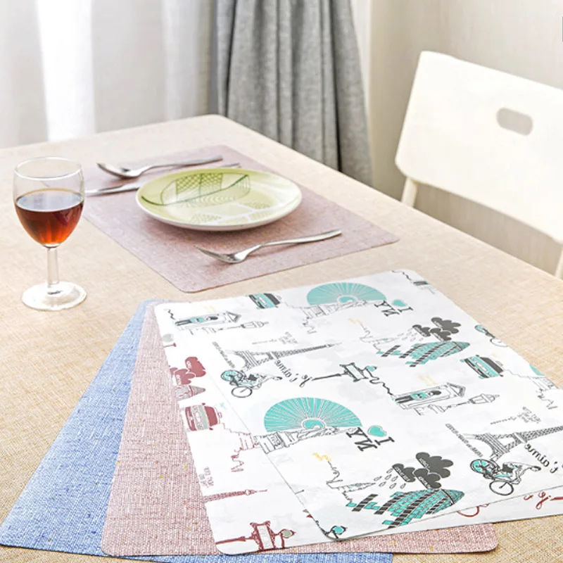 Geekinstyle 5Pcs Placemat fashion pvc dining table mat disc pads bowl pad coasters waterproof cloth slip-resistant |
