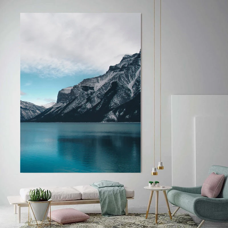 

Nordic Poster Landscape Canvas Painting Mountains Wall Art Pictures for Living Room Decoration Home Lake Sky Nature Prints