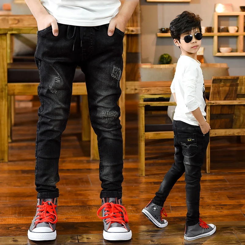 FYH Big Boys Jeans Elastic Waist Denim Pants Children Clothing Spring ...