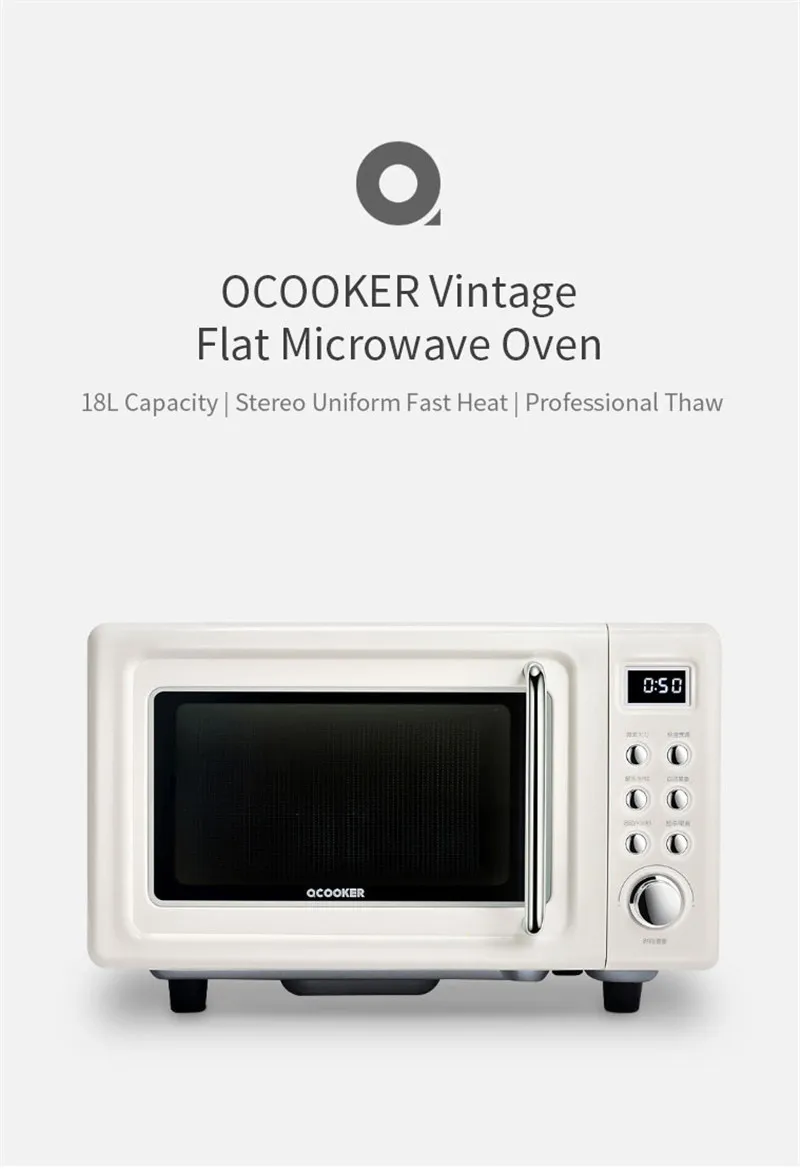 Ocooker 18л CR-WB01 700 Вт Ретро плоская микроволновая печь емкость стерео равномерная скорость Горячая классификация Профессиональный размораживание