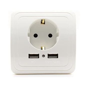 

Minitiger Best Dual USB Port 2000mA Wall Charger Adapter 16A EU Standard Electrical Plug Socket Power Outlet Panel