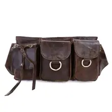 Vintage high quality genuine cow leather waist bag for men cowhide waist pack for wallet and mobile phone bag #VP-J3014