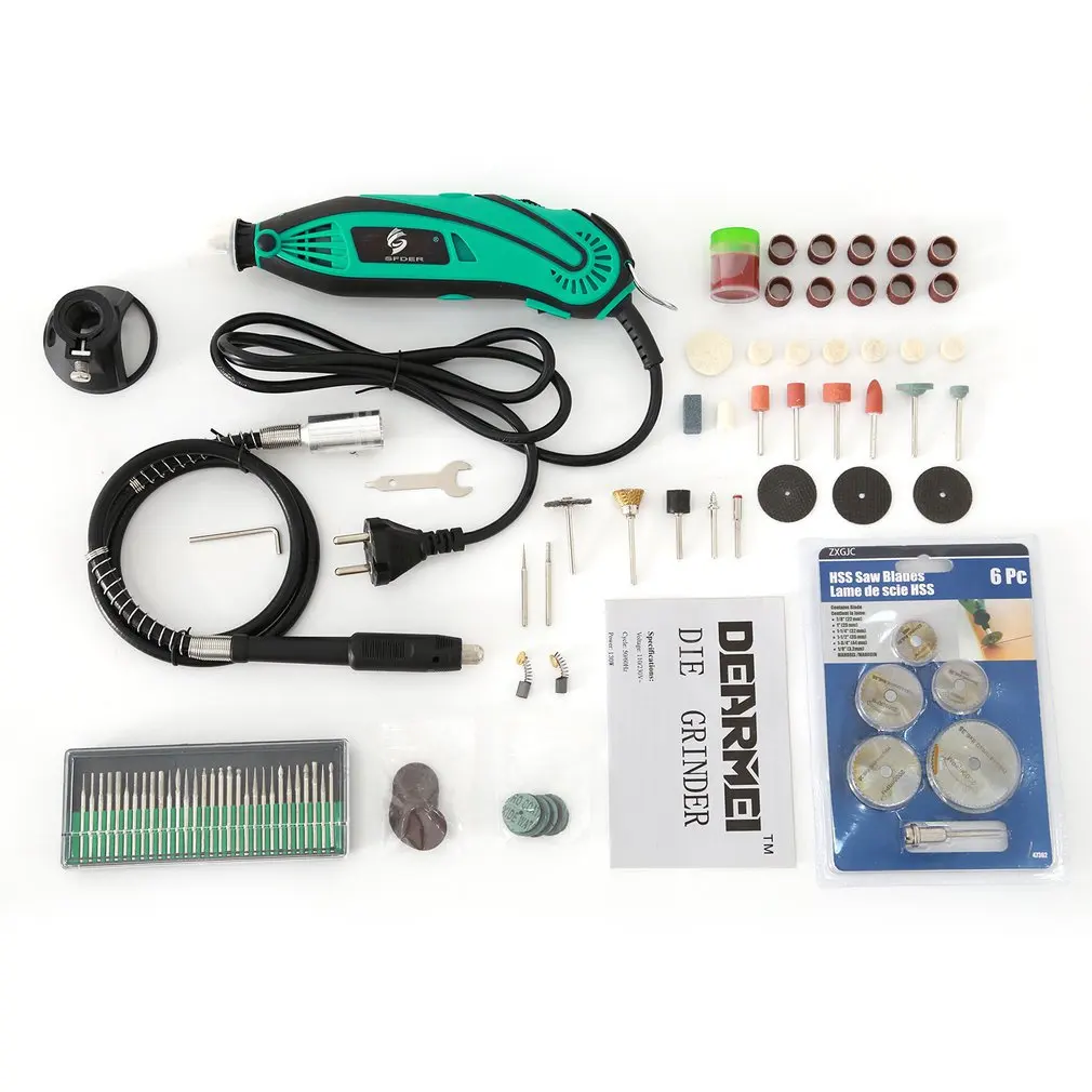 

Rotary Tool Kit 130W Bent Handle Drill Electric Grinder Engraving Pen DIY Polishing Machine Variable Speed with Accessories