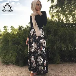 TOPMELON мусульманских плавки Для женщин юбка элегантный черный цветочный узор исламский Костюмы модные Юбки формы А