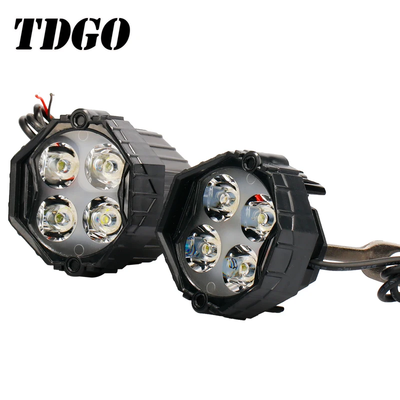 

TDGO 2Pcs Universal Motorcycle 4 LED 9V-85V Motorcycle LED Driving Light Spotlight Super White Mirror 800Lm 6500K Headlight 2018