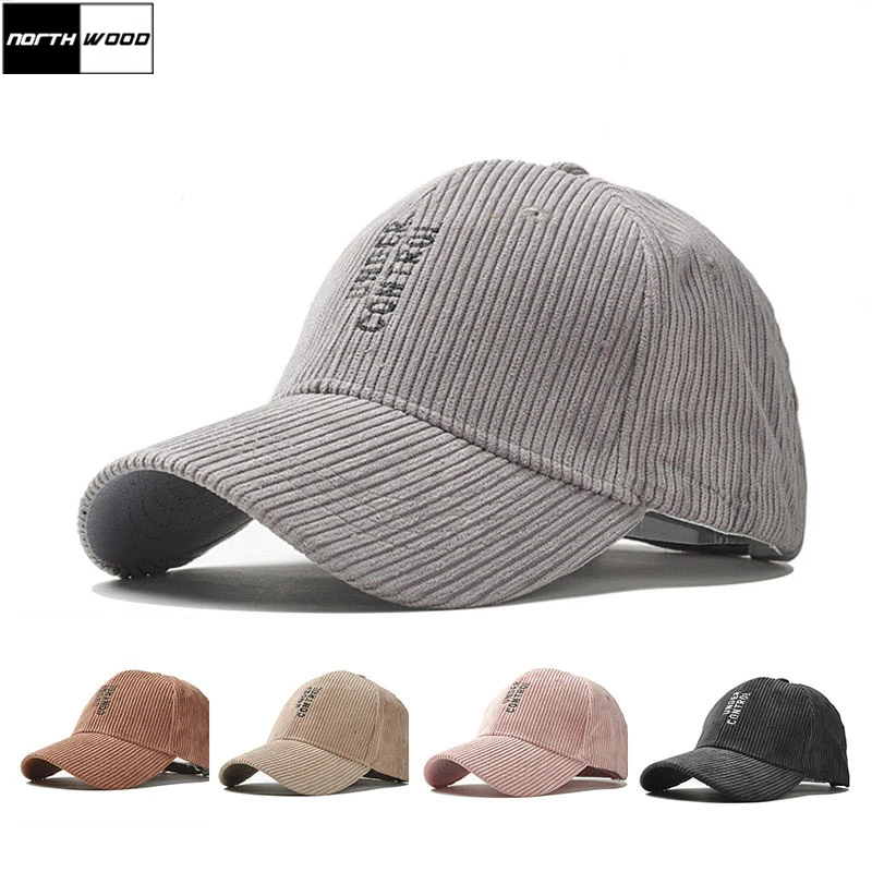 

[NORTHWOOD] Fashion Solid Corduroy Baseball Caps For Men Women Hip Hop Hats Cap Autumn Winter Letters Embroidered Warm Dad Hat