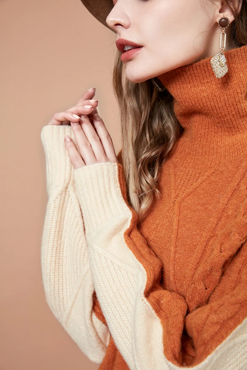 ARTKA, женский зимний модный свитер с длинным рукавом и круглым вырезом, женский осенний зимний вязаный пуловер контрастных цветов YB11484D