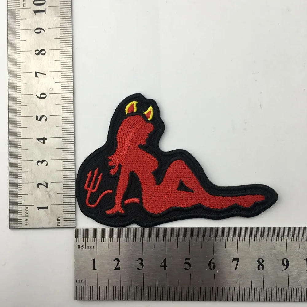 Red Devil Lady Iron on Embroidered Patches For Clothing DIY Style (2)