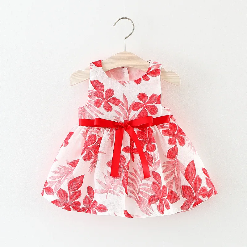 Летнее платье для маленьких девочек; платье без рукавов с изображением кленовых листьев; праздничное платье принцессы для малышей; одежда для детей