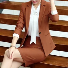 Деловой костюм с юбкой для женщин осень зима модная Дамская одежда для интервью официальный Блейзер и юбка офисная размера плюс Рабочая Униформа