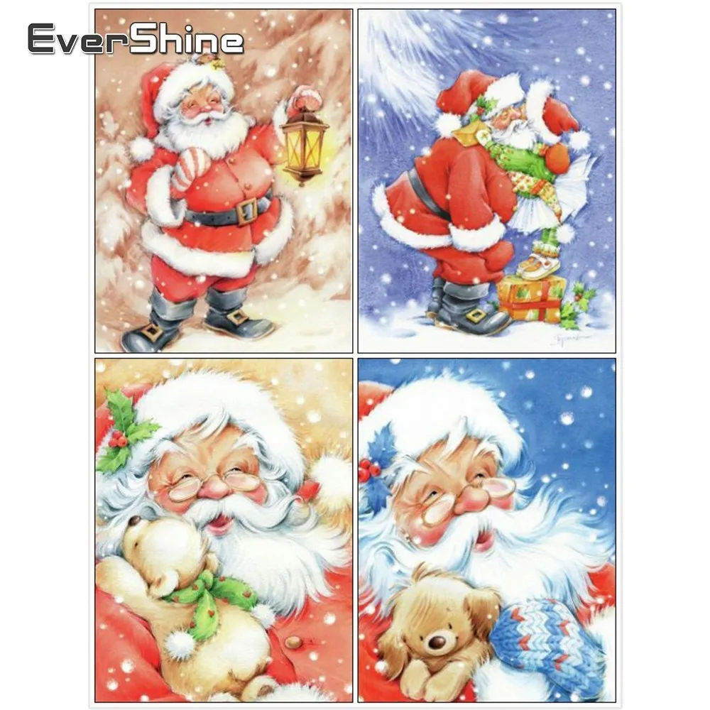 

Evershine Diamond Mosaic Cross Stitch Christmas 5d Diamond Painting Rhinestones Full Square Embroidery Home Decor Santa Claus