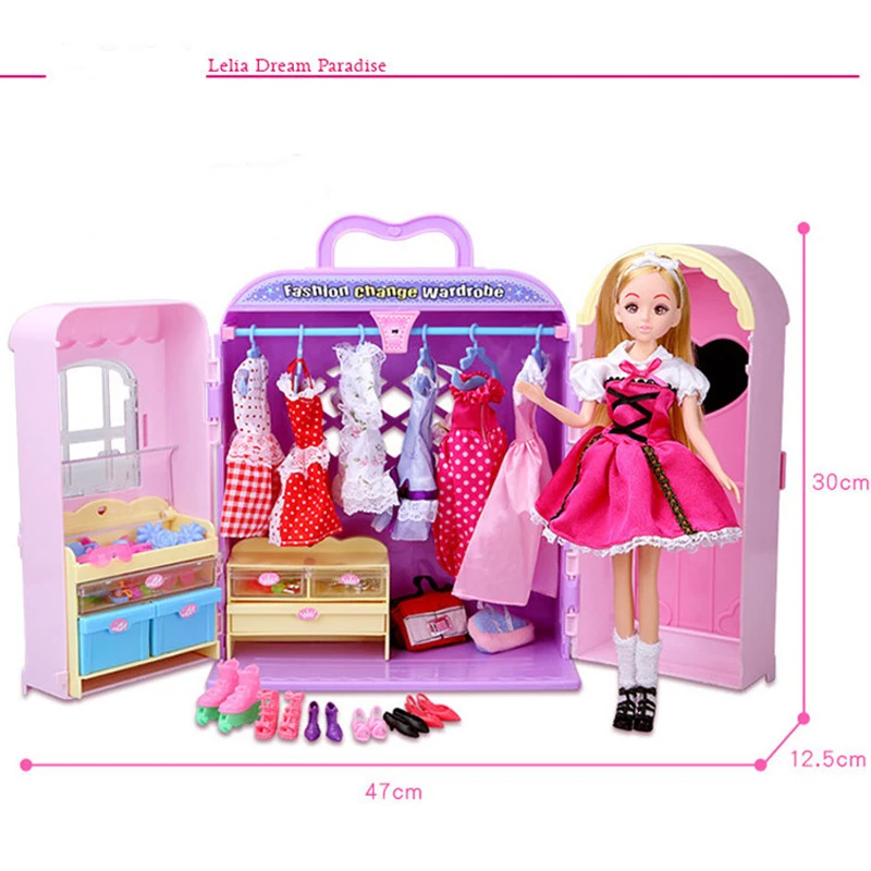 حقيقي lelia دمى دمية حلم خزانة دعوى هدية مربع الفتيات لعبة kawaii محاكاة دمية اللعب الكلاسيكية للأطفال أطفال جديد أسلوب