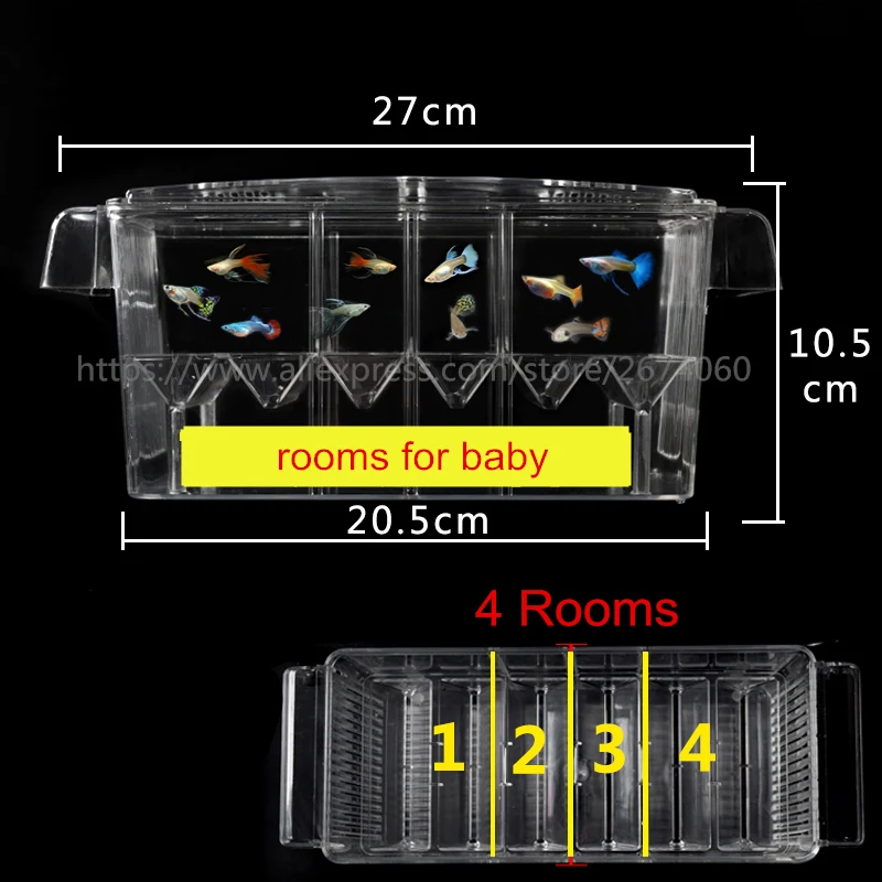 4 комнаты высокий ясный ящик для разведения рыб аквариум ящик для заводчиков двойной Гуппи инкубационная изоляция инкубатора акрил AT002