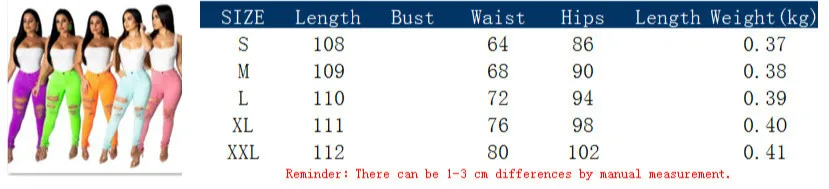 XXL неоновые зеленые оранжевые сексуальные джинсы с высокой талией женские эластичные повседневные джинсовые брюки с дырками уличная одежда размера плюс брюки-карандаш