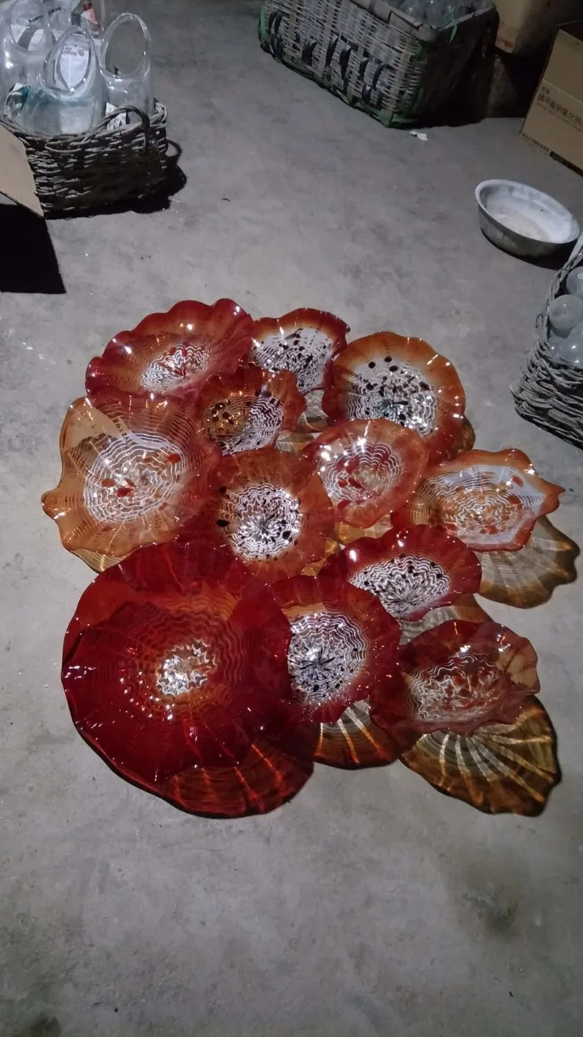 Руки черные оранжевого Стекло тарелки настенные Art Цветок из Мурано Стекло висит тарелки настенные лампы